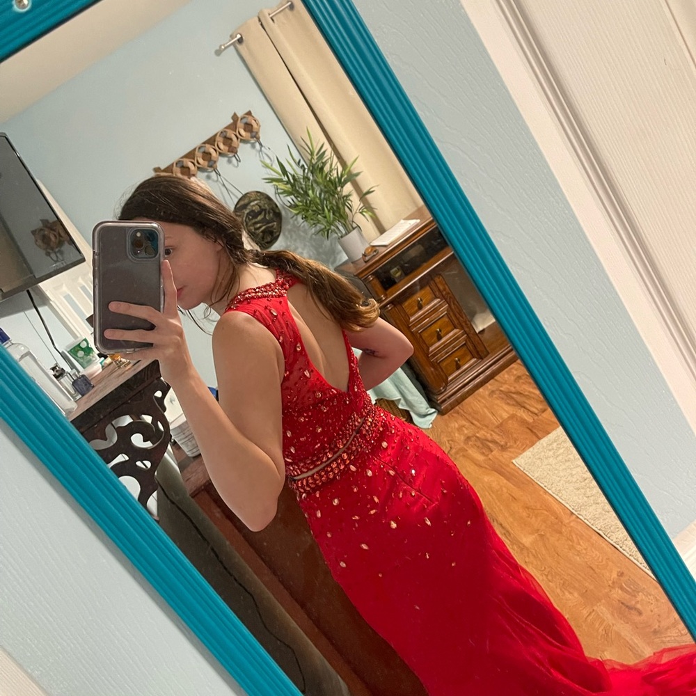 Milano Red Prom Dress - Picture 2 of 7
